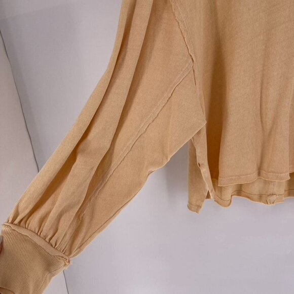 We the Free Size XS Orange Peach Oversized Distressed Balloon Sleeve Hi-Low Top - Picture 3 of 4